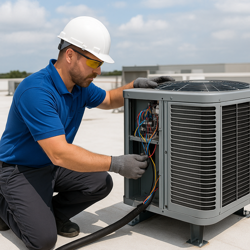 commercial ac being installed or repaired