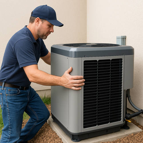 tech installing a residential ac