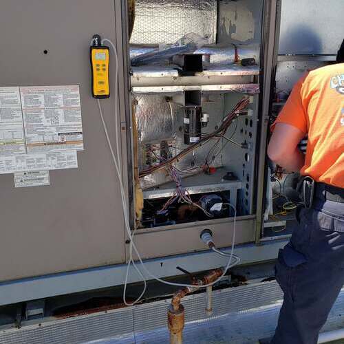 HVAC technician services system.