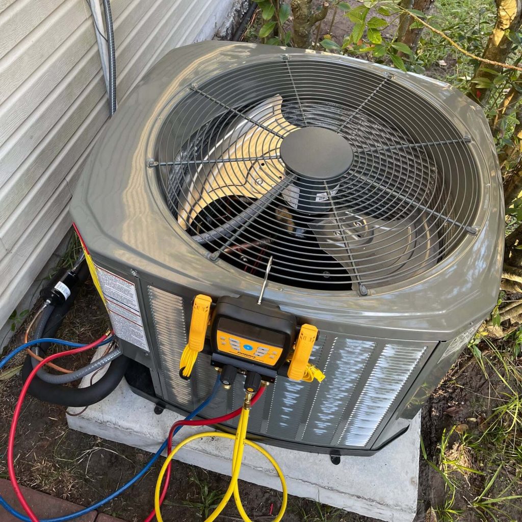 HVAC service exquipment testing an AC